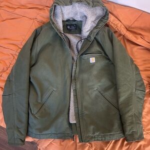 Carhartt Olive Green Sherpa-Lined Jacket